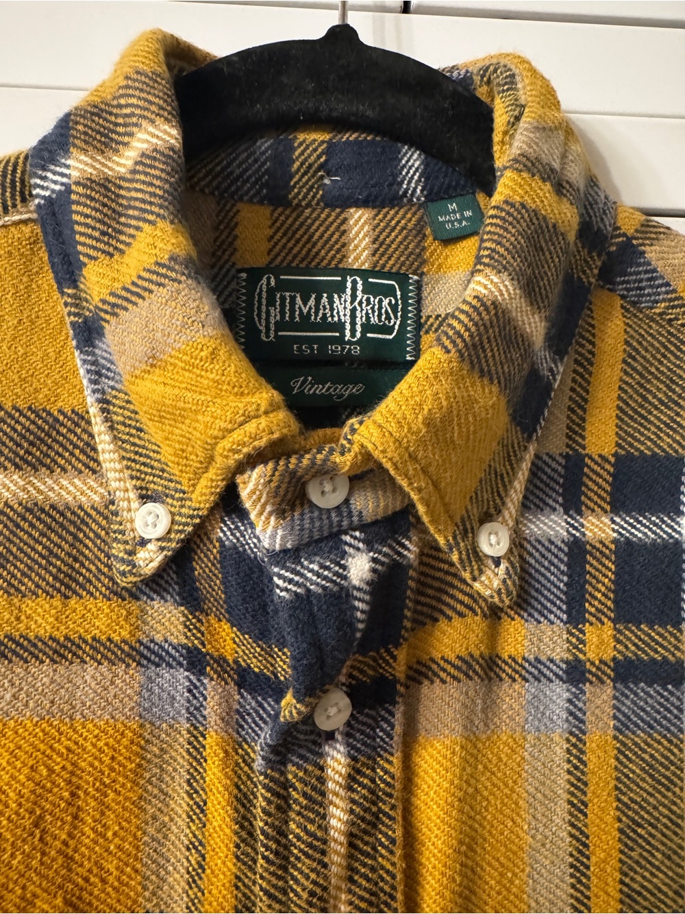 Gitman Vintage Men's Yellow & Navy Plaid Button-Down Shirt